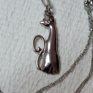 Vintage Silver Cat Necklace